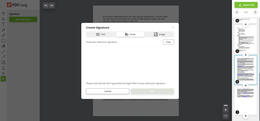 pdf candy create signatures