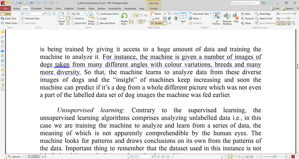 pdf xchange pdf reading options