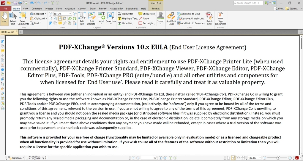 pdf xchange user interface