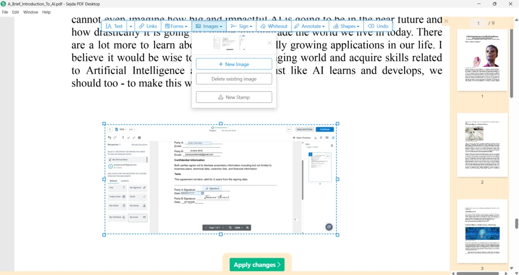 sejda pdf editor add images