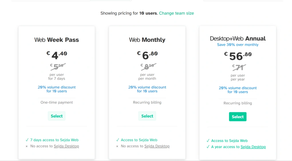 sejda pricing Team plans