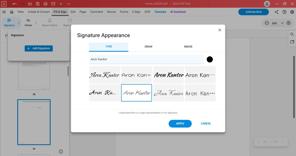 soda pdf electronis signatures