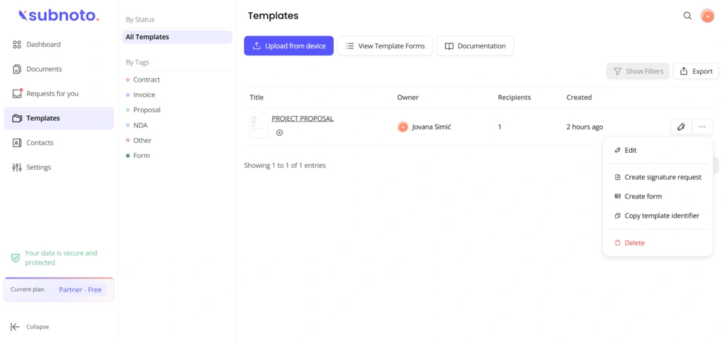 subnoto templates