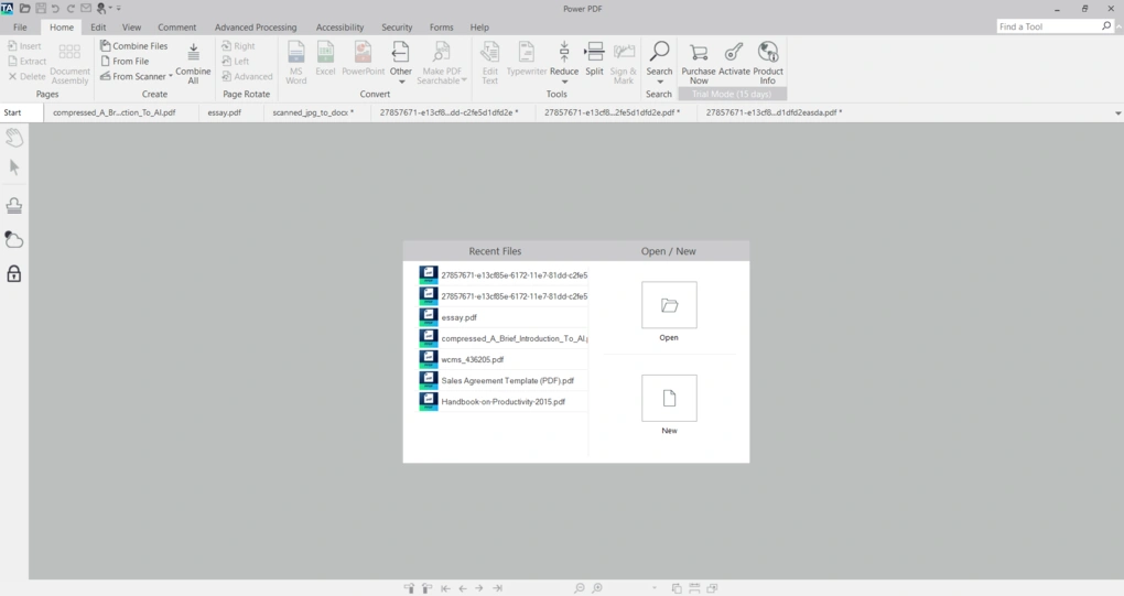 tungsten pdf user interface