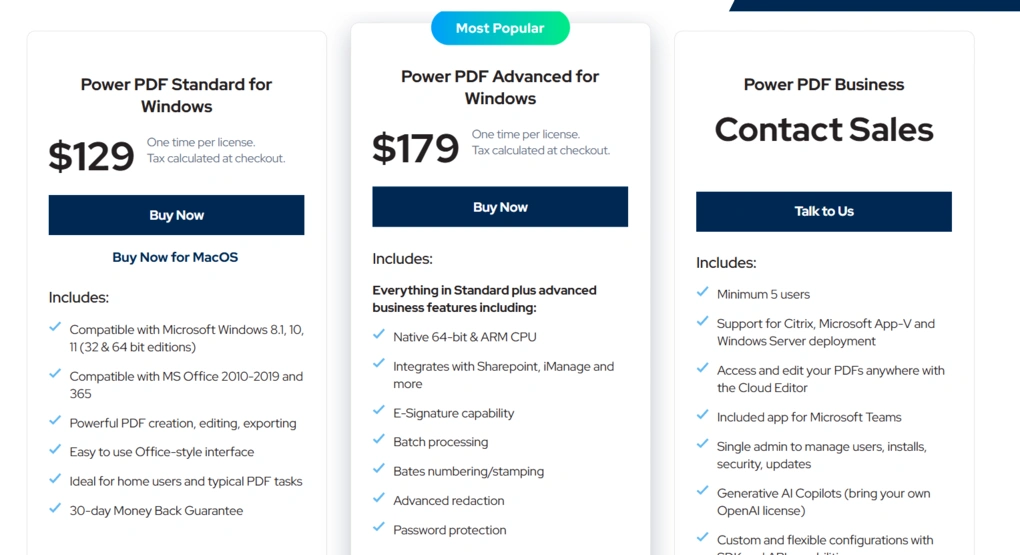 tungsten power pdf pricing