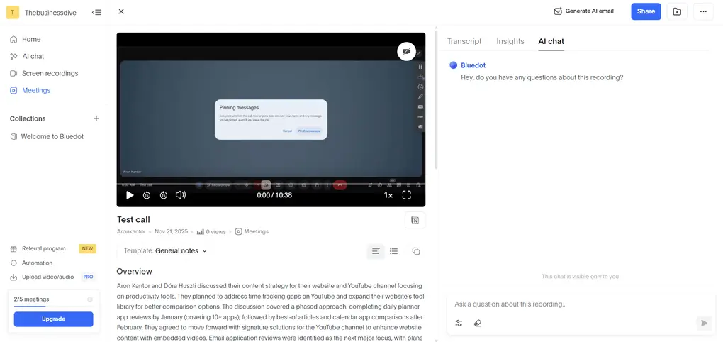 Bluedot key features