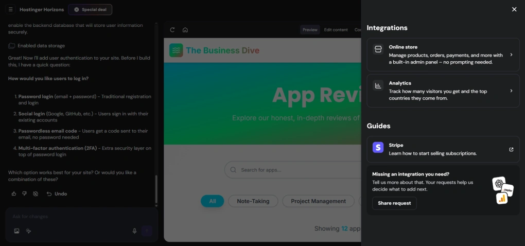 Hostinger integrations
