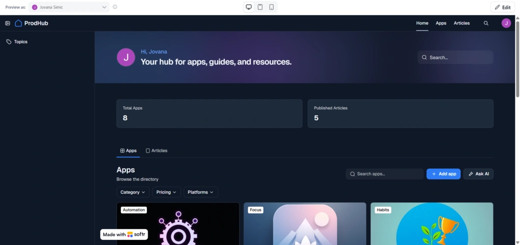 My experience with Softr