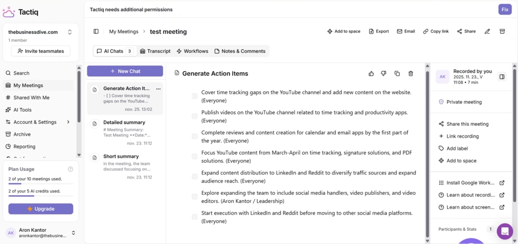 My experience with Tactiq