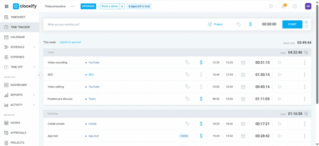 clockify key features