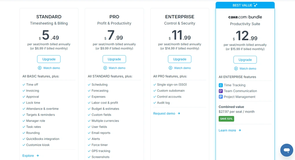 clockify pricing plans