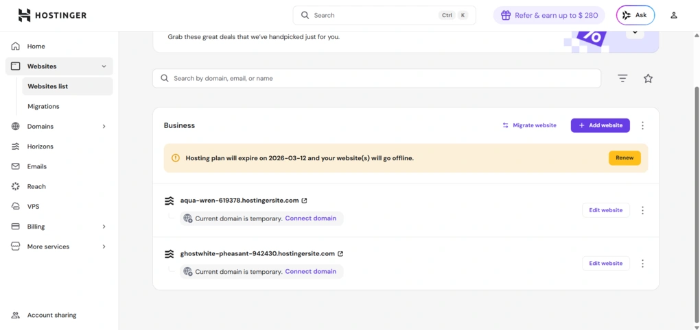hostinger horizons Built-in Hosting and Deployment