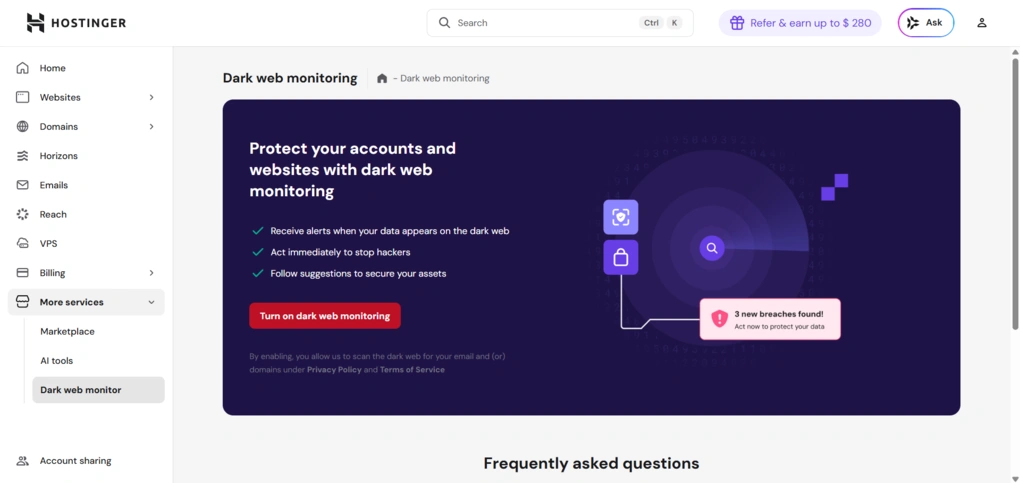 hostinger horizons security