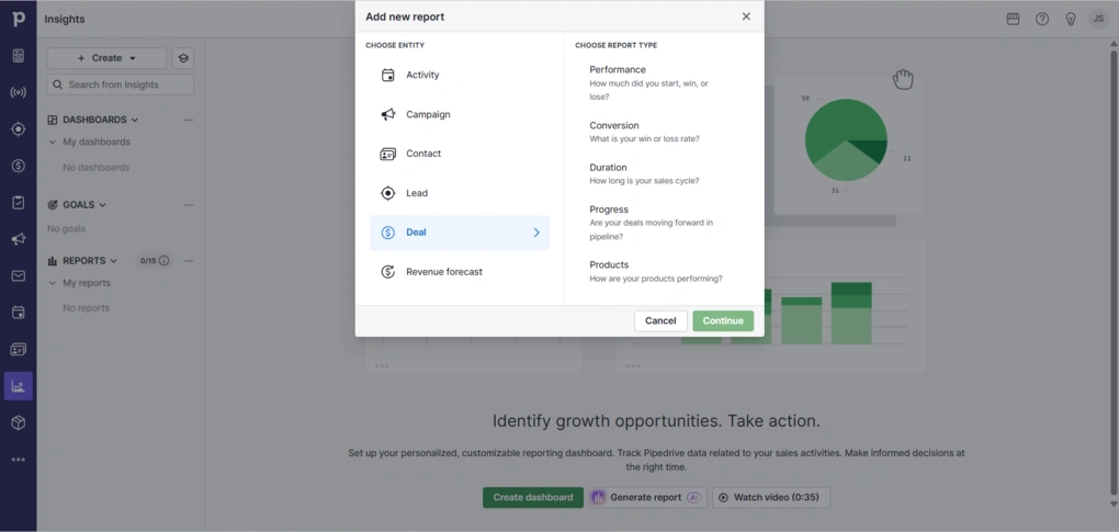 pipedrive add new report
