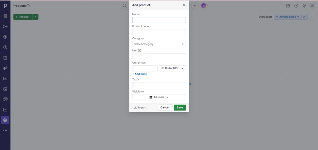 pipedrive add product