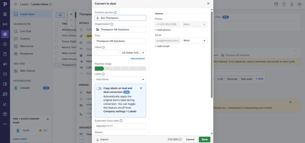 pipedrive convert to deal