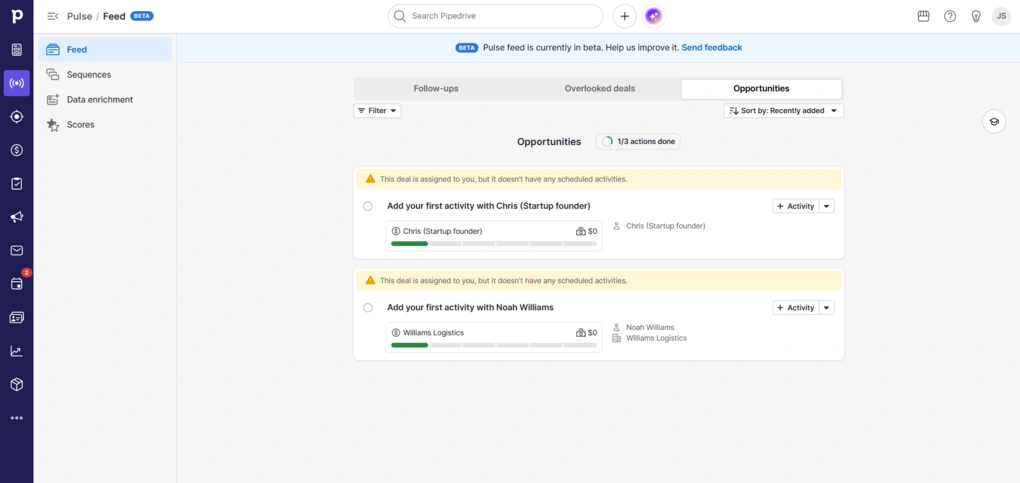 pipedrive feed opportunities