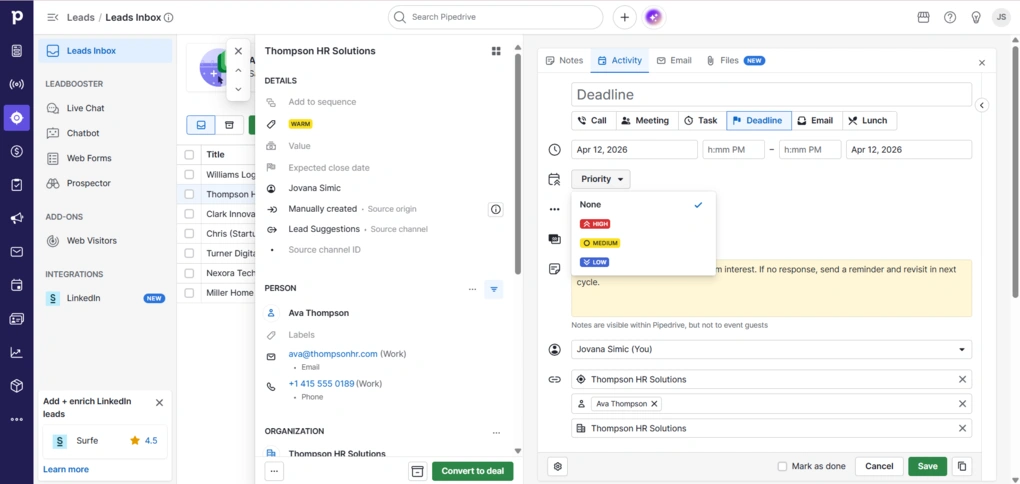 pipedrive leads inbox