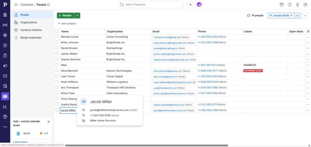 pipedrive people tab