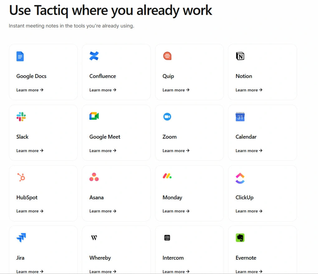 tactiq integrations