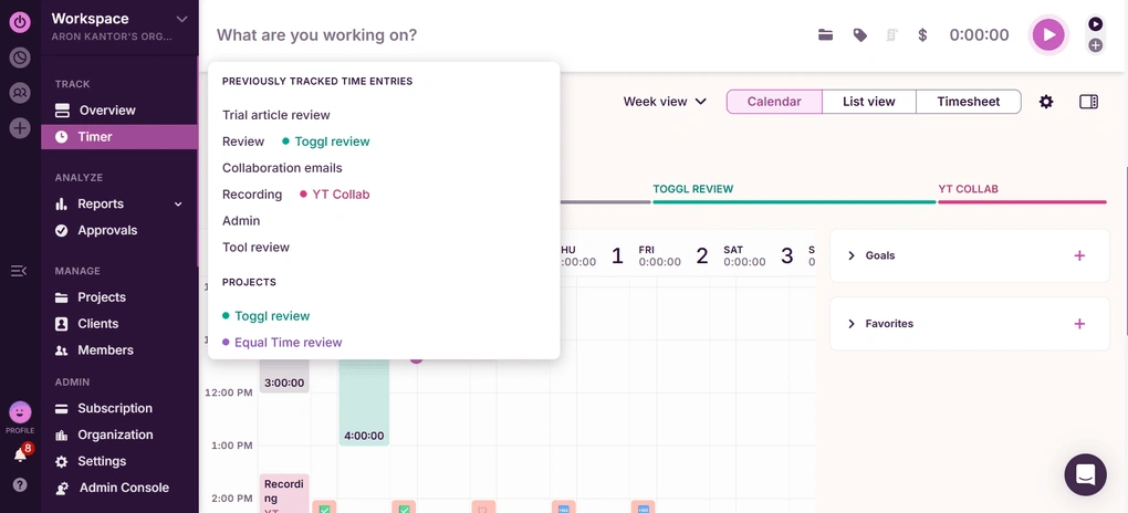 toggl key features