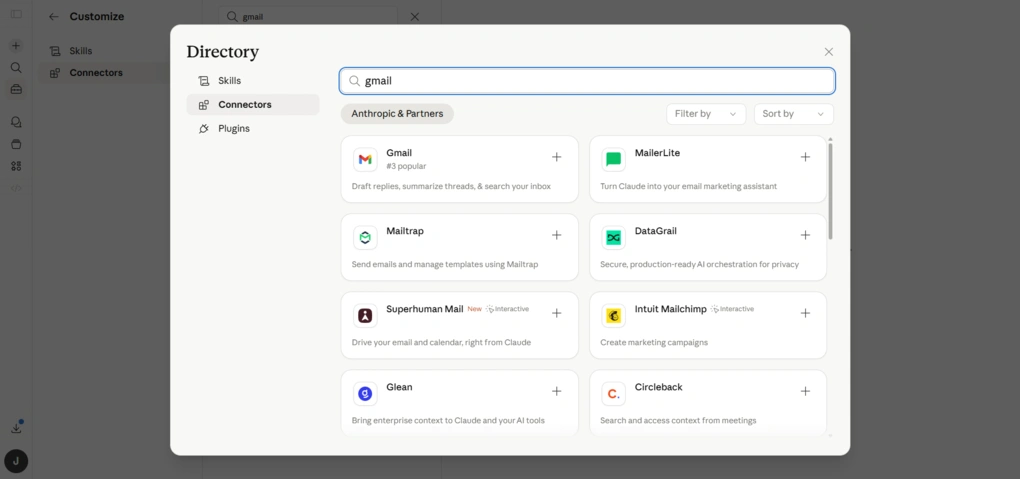 How to connect Gmail with Claude