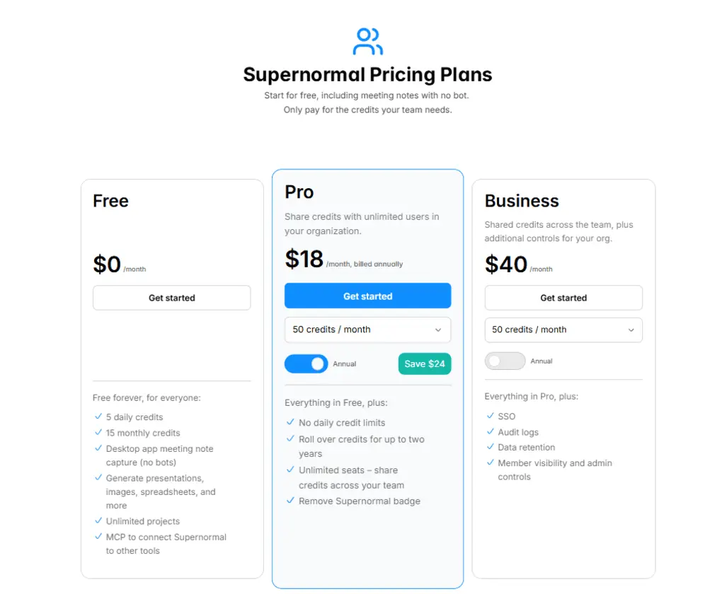Supernormal pricing plans