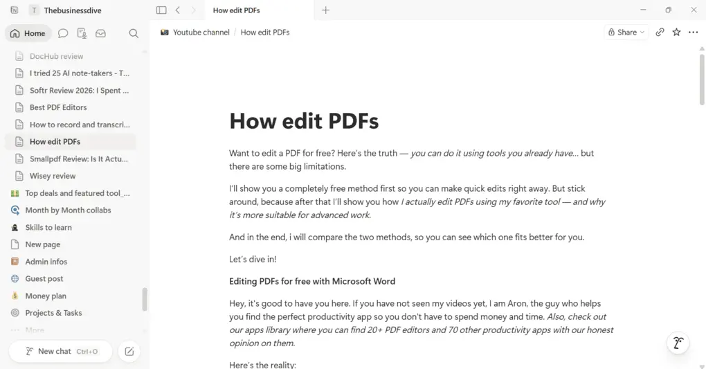 You can create notes with Notion