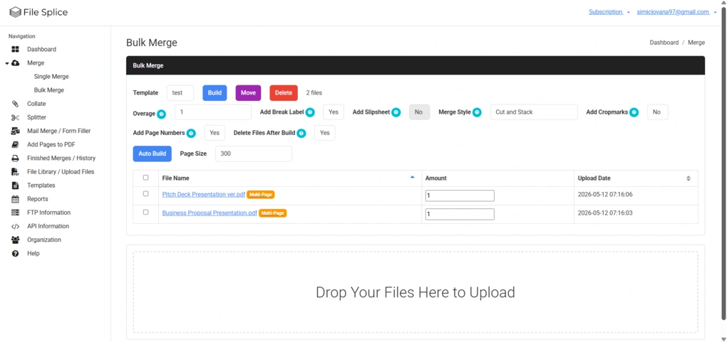 file splice bulk merge