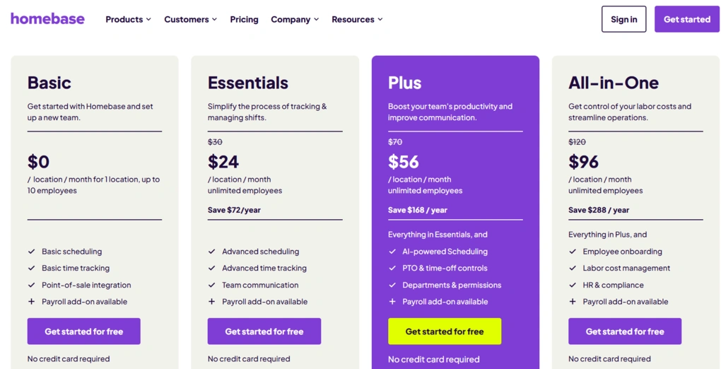 homebase pricing