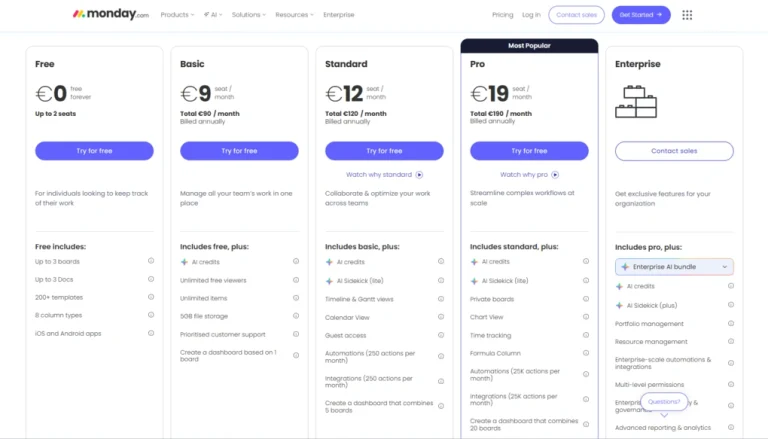 monday pricing