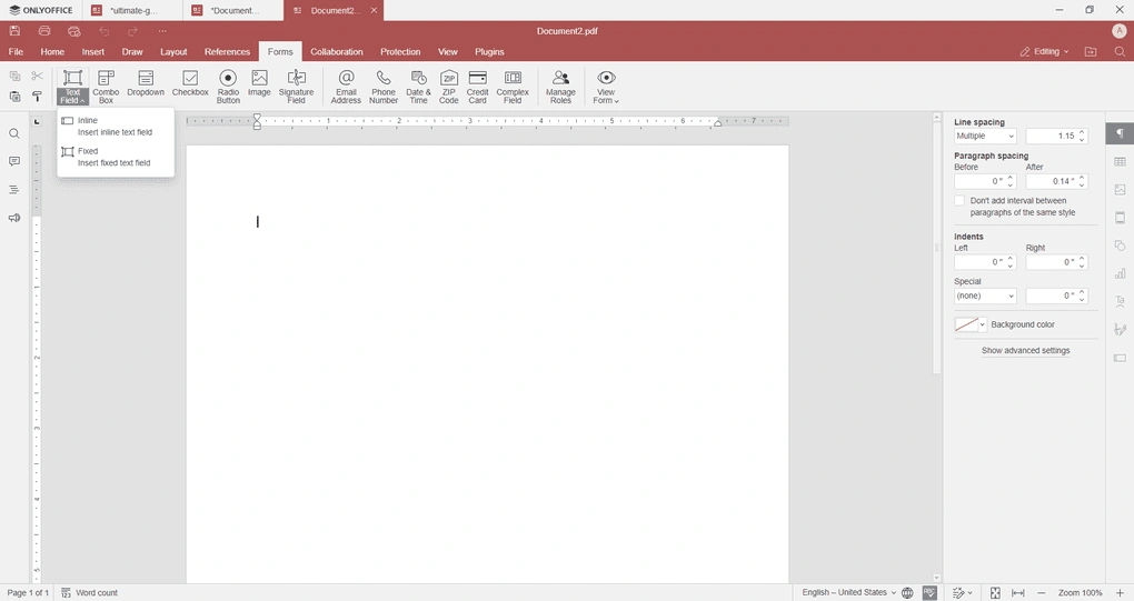 onlyoffice pdf forms