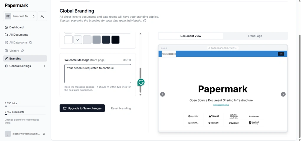 papermark custom branding