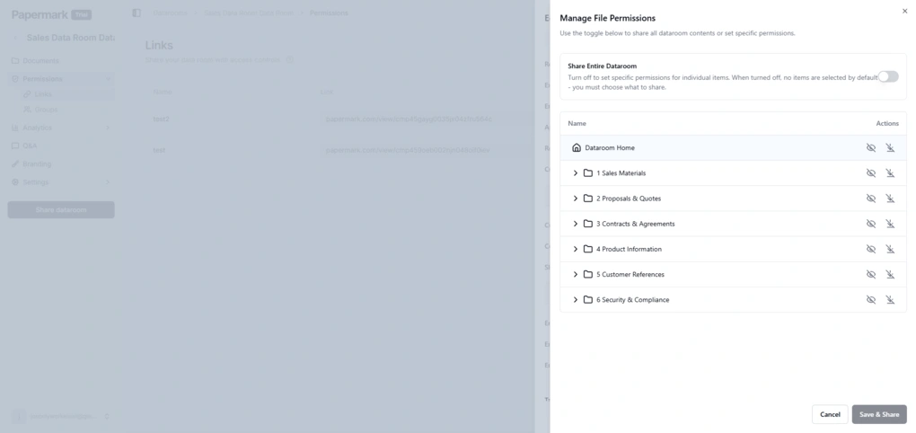 papermark vdr permissions