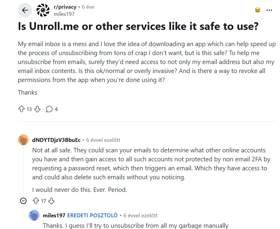 reddit thread about unroll.me (1)