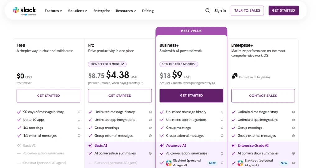 slack pricing