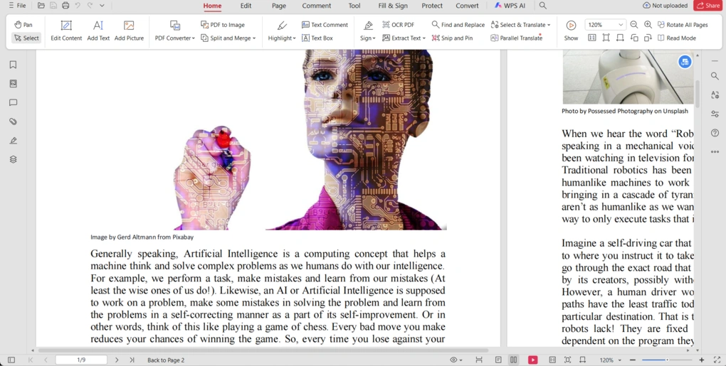 wps office pdf reading