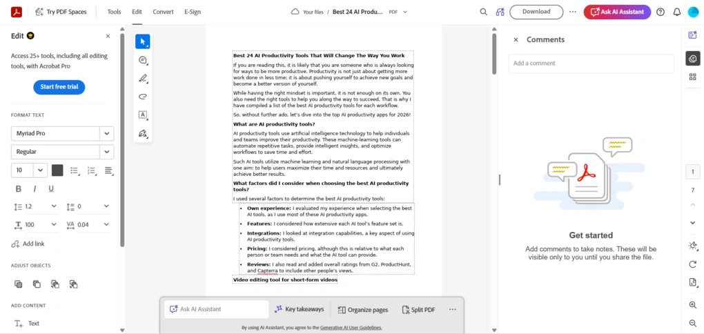 Adobe Acrobat's features