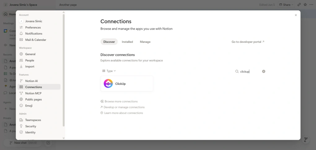 How to connect ClickUp to Notion