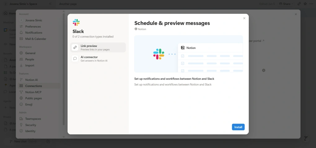 How to connect Slack to Notion