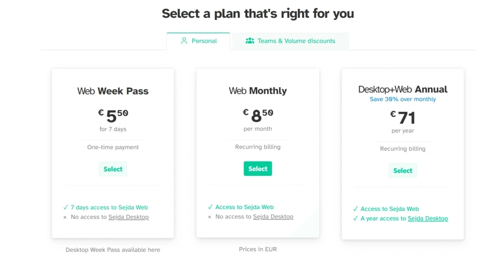 Sejda pricing