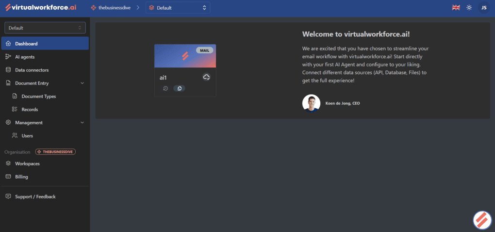 Virtualworkforce.ai user interface