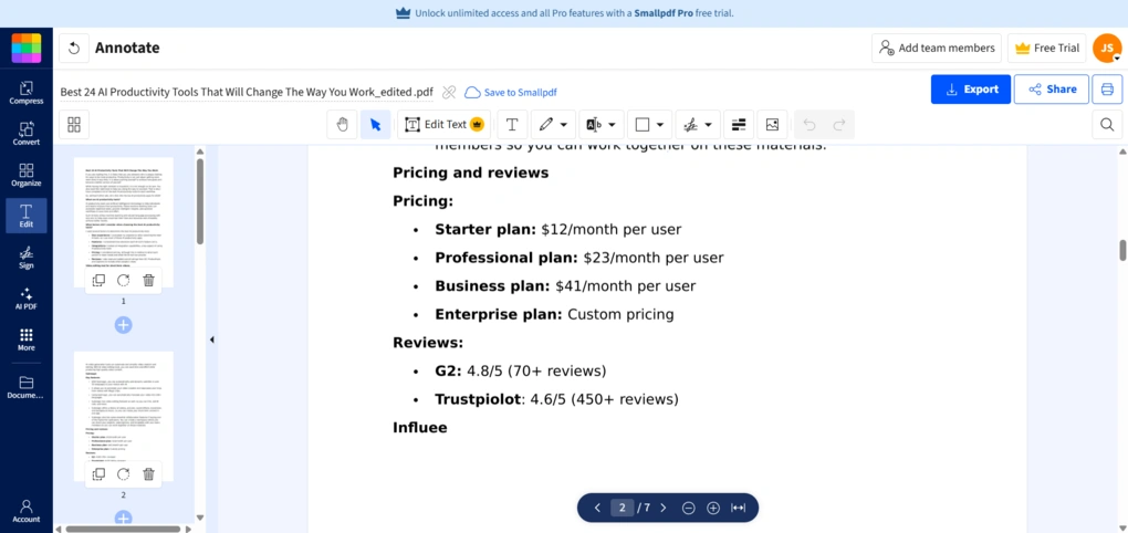 smallpdf features