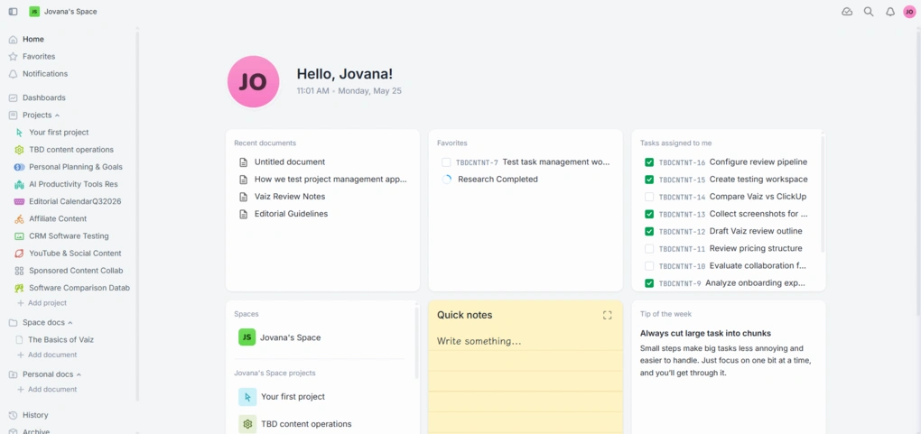 vaiz user interface