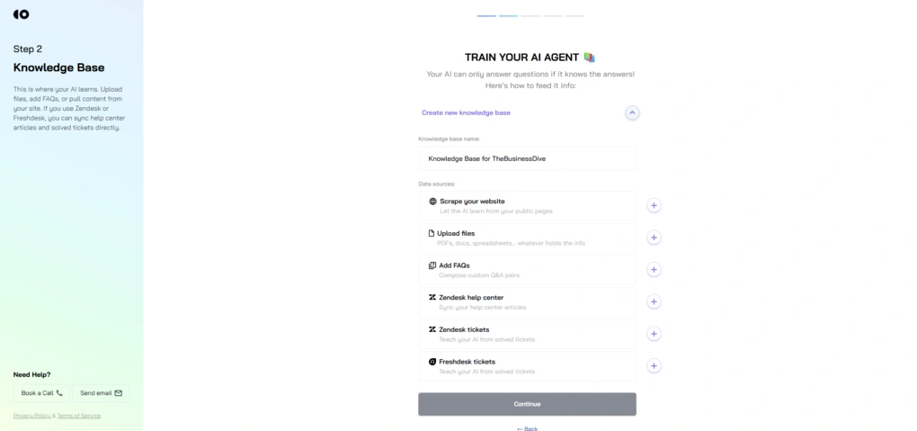 cosupport ai creating the agent