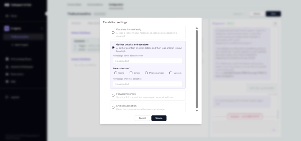 cosupport ai escalation settings