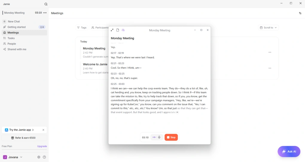 jamie bot free ai meeting notes