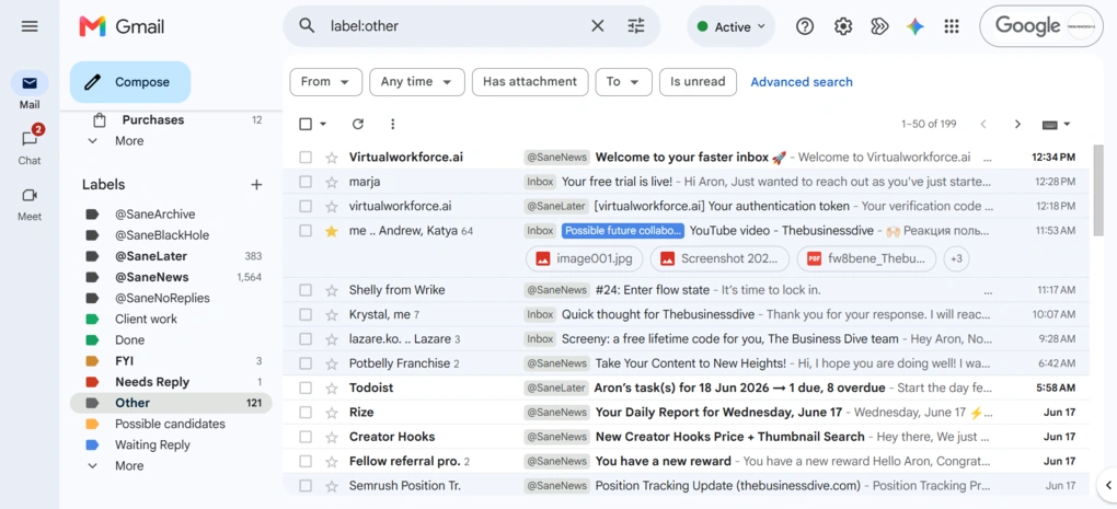 kai email organization