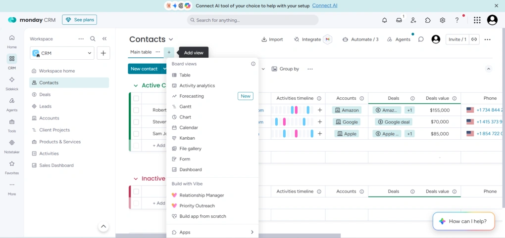 monday crm features