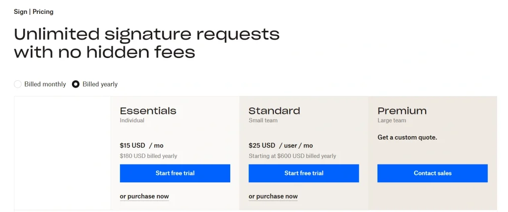dropbox sign pricing